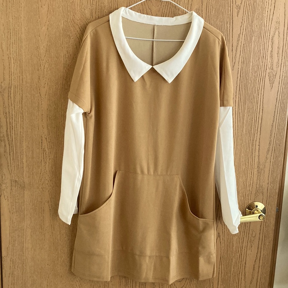 NWOT Shein Contrast Collar Tunic